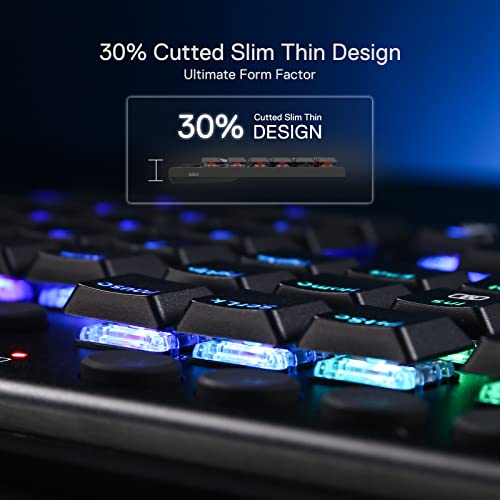 Image of Redragon K619 Horus RGB Mechanical Keyboard, Ultra-Thin Designed Wired Gaming Keyboard w /Low Profile Keycaps, Dedicated Media Control & Linear Red Switch, Pro Software Supported