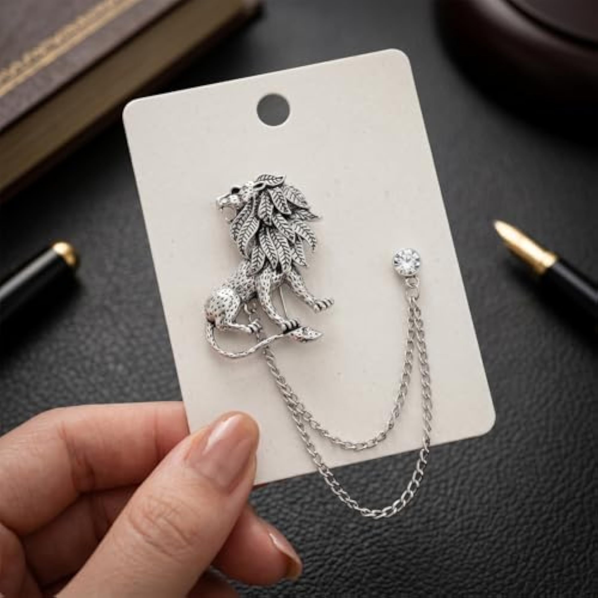 Men's & Women's Crystal Chain Tassel Lapel Pin, Elegant