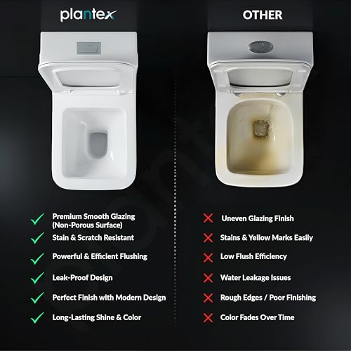Image of Plantex Platinum Ceramic Commode Toilet /S Trap One Piece Western Toilet /Rim Washdown Flush Commode with Soft Close Toilet Seat Cover (White)