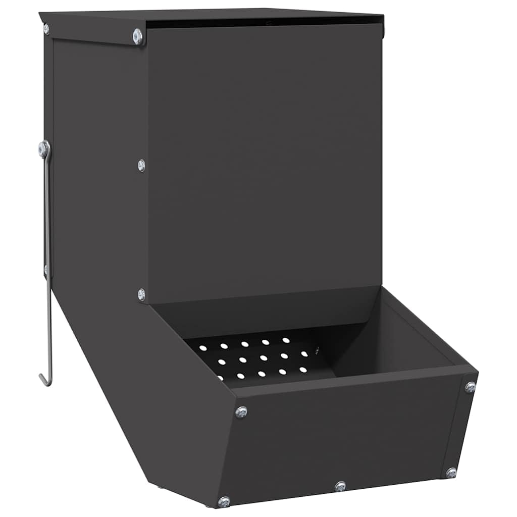 Mangiatoia per conigli in metallo nero, 17,5 x 26 x 28,5 cm, in acciaio resistente, per interni ed esterni, design moderno per giardino e terrazza, facile da montare