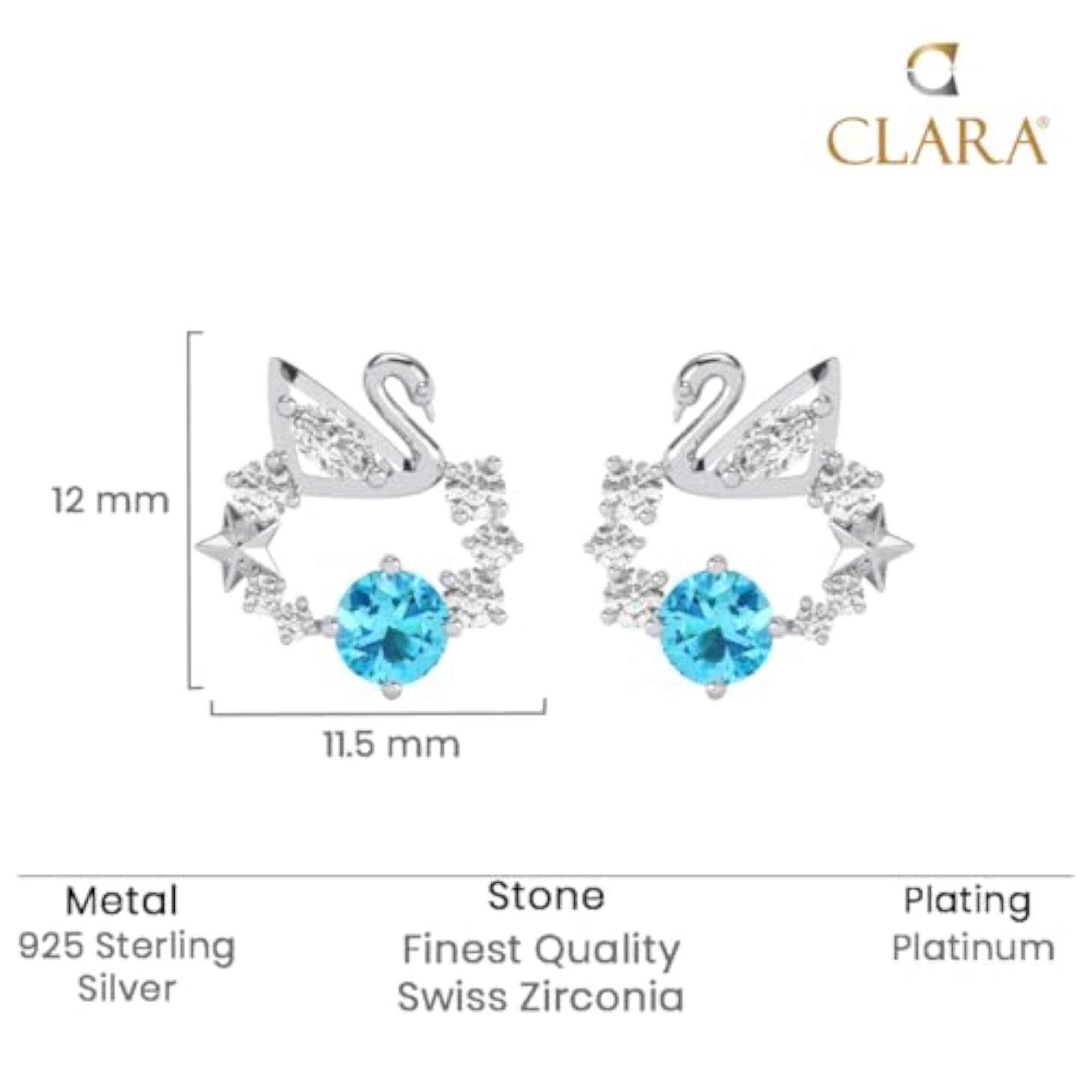 Women's 925 Silver Iconic Swan Pendant Earrings Chain Necklace