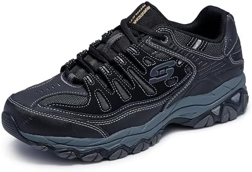 Skechers Men's Afterburn M. Fit Fashion Sneakers - Leather Upper, Memory Foam Insole, Rubber Outsole