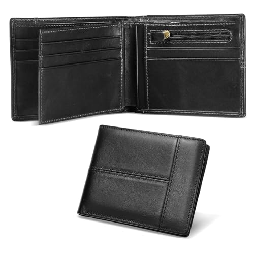 Bwaliffury Carteras para Hombre,Cartera Hombre Piel con Bloqueo RFID, 14 Ranuras para Tarjetas,2 Compartimentos para Billetes,2 Bolsillo para Monedas,1 Carnés,Billeteras para Hombre con Caja de Regalo
