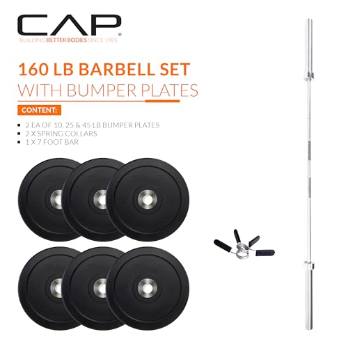 Image of CAP Barbell Olympic Weight Set with 7ft Barbell & Bumper Plates | 160-370 lbs | Multiple Options