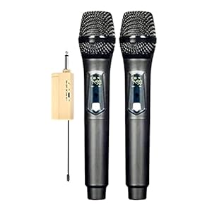 Karaoke Microfoon, Draadloze oplaadbare microfoonopname Karaoke UHF 2 Kanalen Handheld Moving Coil Mic for Party Home…