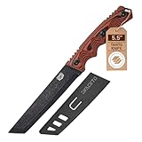 DFACKTO Interceptor Tanto 5.5 Inch Utility Knife – High Carbon Stainless Steel Full Tang Blade for Kitchen, Cooking, Camping & Outdoor Use – Slim Tactical Design w/ G10 Handle - Orange