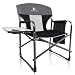 ALPHA CAMP Oversized Camping Director Chair Heavy Duty Frame Collapsible with Side Table, Supports 300 lbs - Grey/Black