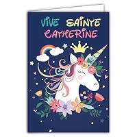 Carte De Vœux Sainte Catherine - Licorne Arc-en-ciel - Format 12x17 Cm Avec Enveloppe - Imprimée En France - 7