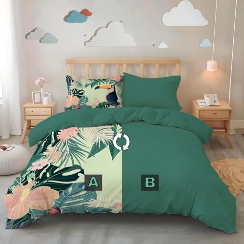Parure housse couette toucan finie la couette qui glisse grâce au zip 140x200 - 3