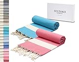 ❤【𝑼𝒏 𝒂𝒄𝒂𝒃𝒂𝒅𝒐 𝒓𝒆𝒇𝒊𝒏𝒂𝒅𝒐】 : Con sus bordados en relieve, sus flecos blancos, sus preciosas rayas y sus colores de tendencia, el Fouta SOLTAKO aportará un toque de elegancia a cualquier bañador.