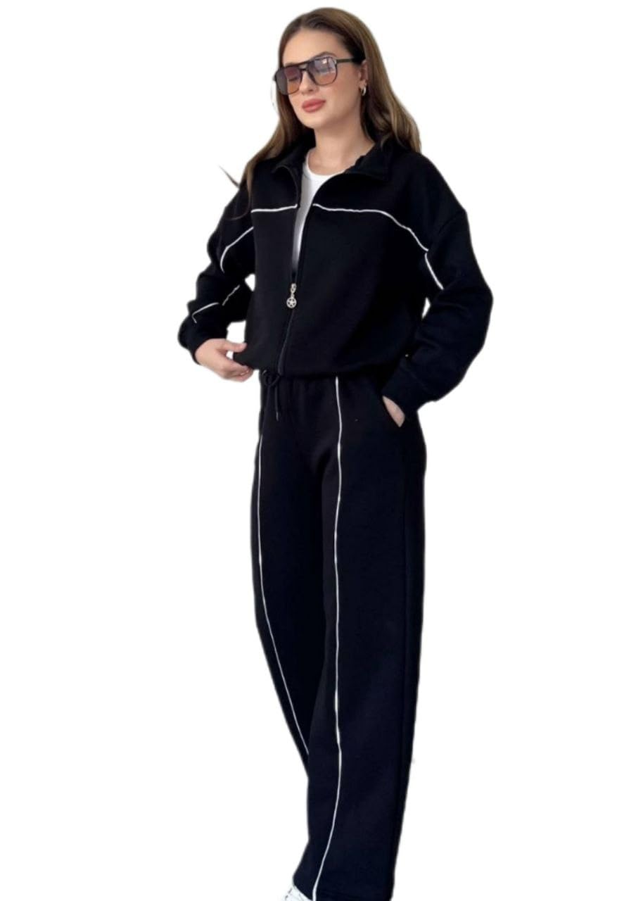 – Women’s Fleece-Lined 3-Thread Tracksuit Set | Soft Warm Joggers & Zip-Up Top | UK 8–22 (S-XL) | Premium Loungewear for Everyday, Travel & Airport Style