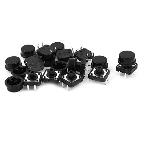 10x Momentary Tact Tactile Switch 12 x 12mm x 8mm 4P 4 Pin DIP + Cap