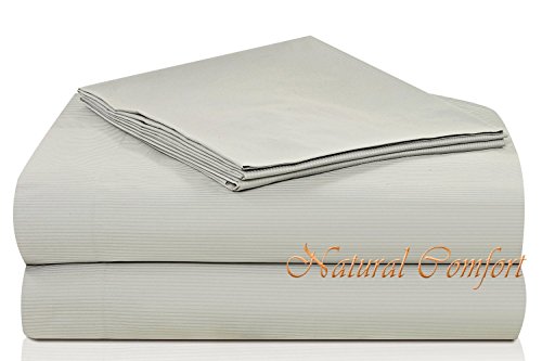 Natural Comfort Premier Hotel Select Sheet Set, Queen, Light Green/Pinstripe