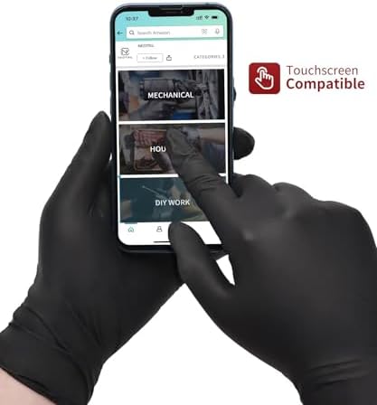 NEOTRIL 6 Mil Heavy Duty Black Nitrile Disposable Gloves, Latex-Free Powder-Free, Textured Grip Rubber Gloves for Cooking Food Prep Cleaning Mechanic, L | 100PCS — view 2