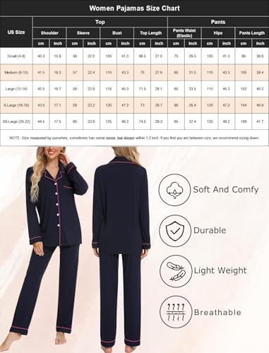 Image of Pjmlifecoco Pajamas Set Long Sleeve Womens Button Down Sleepwear Two Piece Nightwear Soft Pj Lounge Sets S-XXL