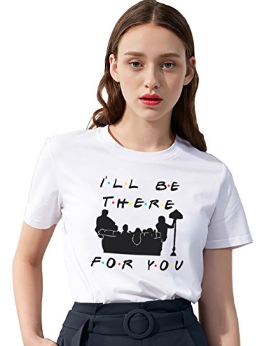 Camiseta TV Show Best Friend Logo Shirt Mejor Amiga para Mujer Manga Corta T-Shirt Regalo de Cumpleaños Blanco Negro Verano Blusa Causal(Blanco,M)