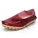 Amaxuan Women's Leather Loafers Shoes Wild Driving Casual Flats Burgundy 9