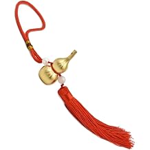 Traditional Chinese Copper Gourd Pendant Elegant Hanging Ornament Lucky Tassels Charm for Car Mirrored Decoration Gift Open Mouth Copper Gourd Ornament