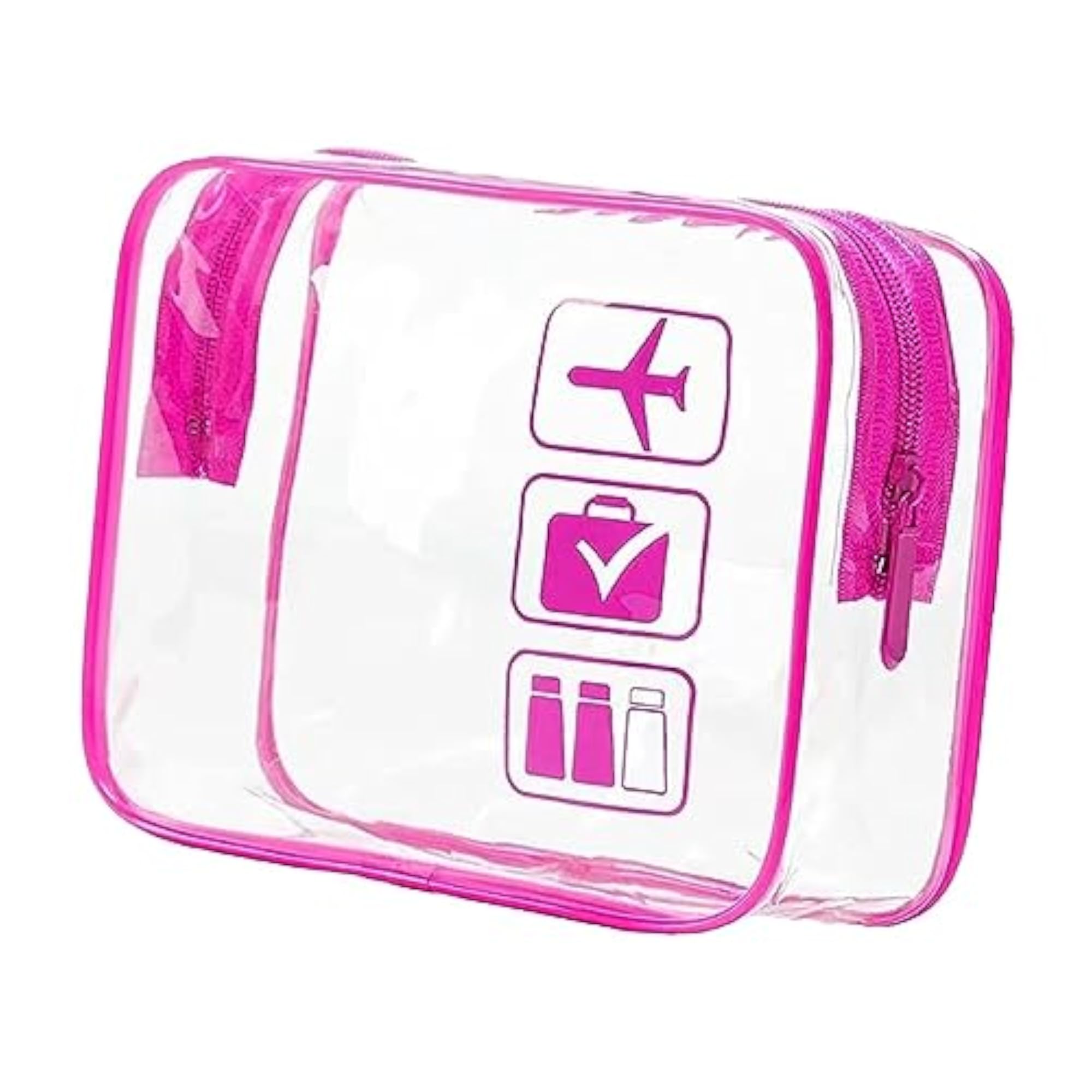 Clear Makeup Bag for Essentials, Rose Red