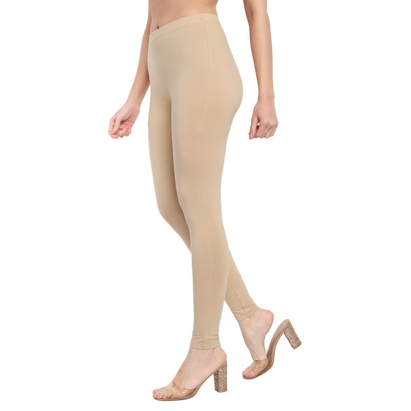 Image of ONE SKY Women Full Length Leggings | Cotton Modal Spandex Blend | High Waist Stretchable & Bio-Washed Fabric | Colour-Lock Technology | Comfortable Leggings for Women