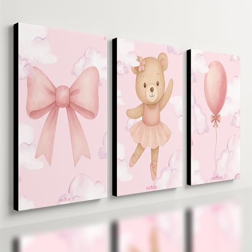 Kit 3 Quadro Decorativo Quarto Meninas Bebê Infantil Rosa (28x20c...