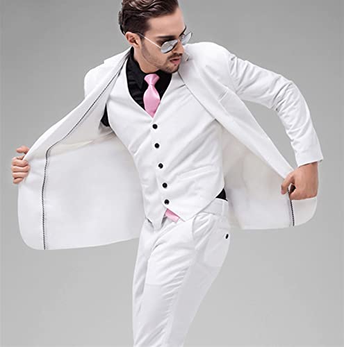 White Men's Suit Set Formal Jacket Pants Slim Men Suits Business Tuxedo 2 Piece Wedding Blazers4