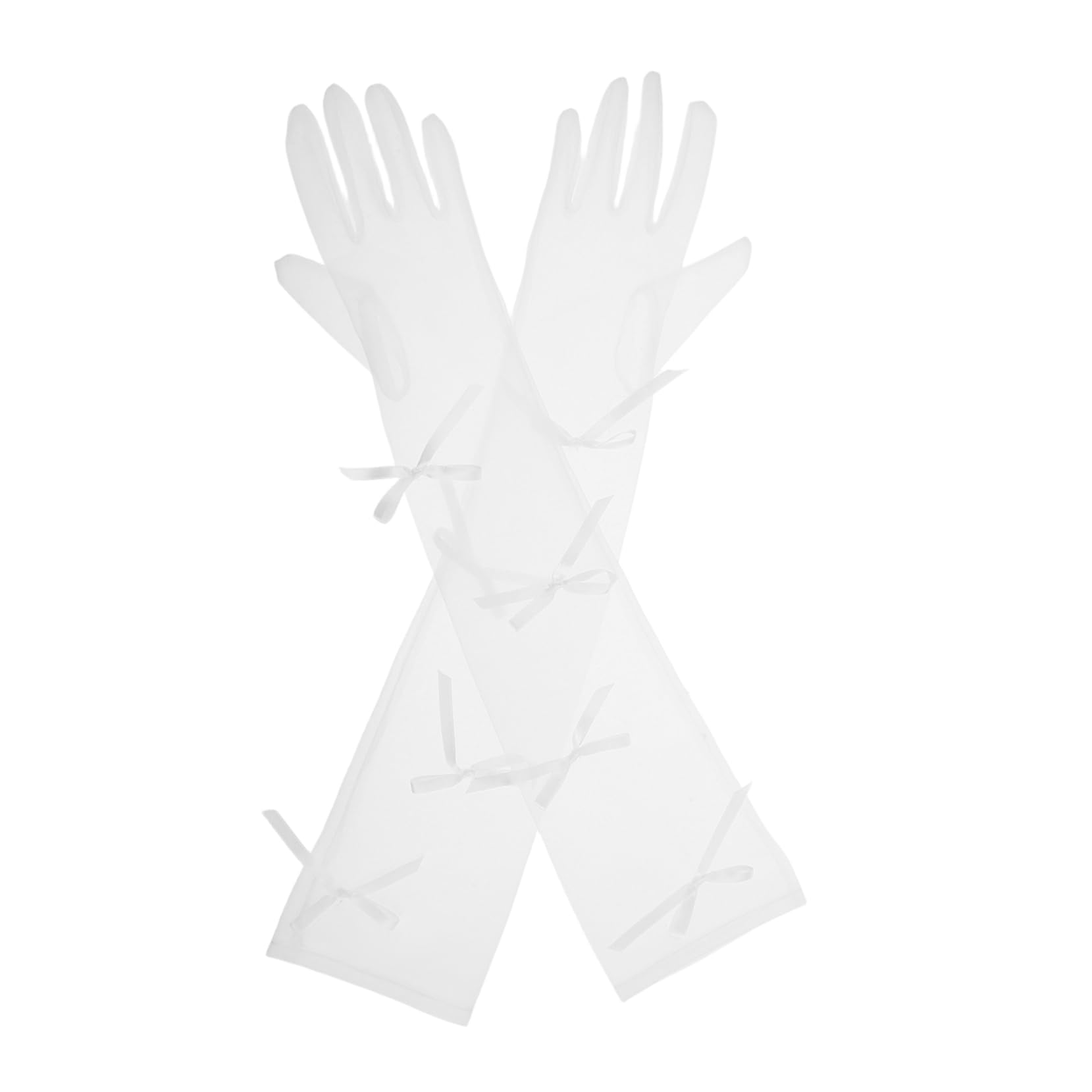 Guantes de boda de tul largo UKCOCO complementos elegantes para novia 8