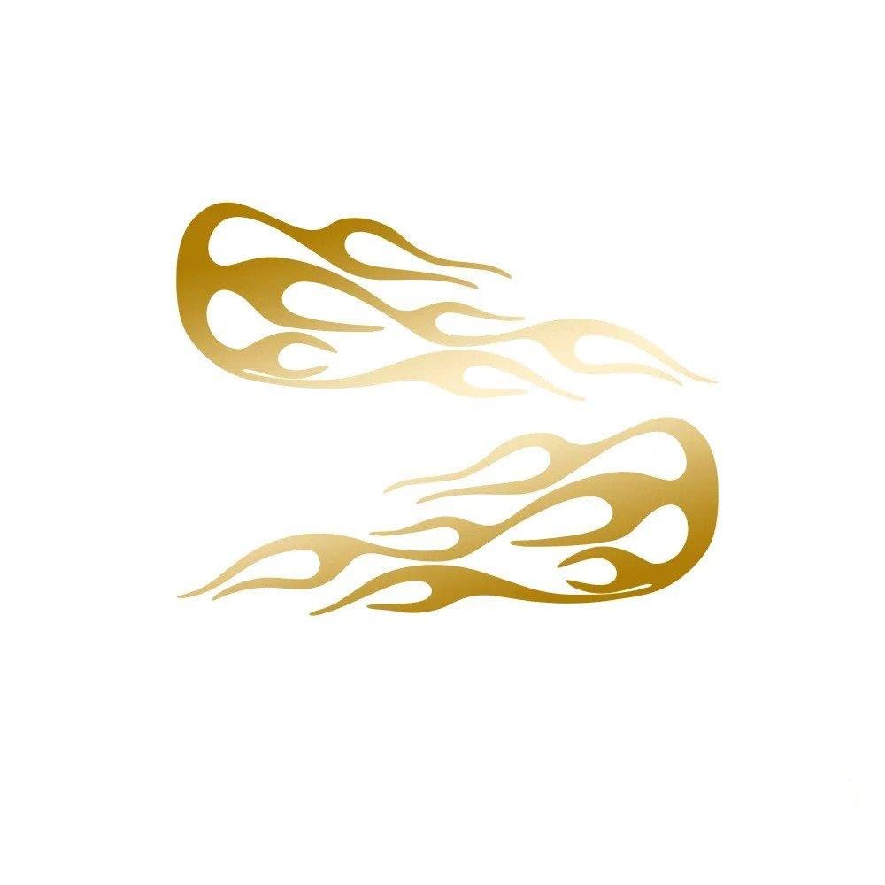 1Pair Flame Vinyl Sticker Decals Stickers for Car Tank Waterproof(35.5X27CM-Gold)