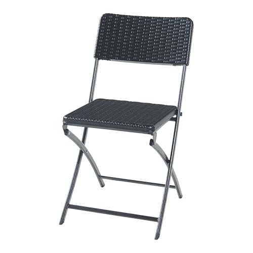 Set Mark Di 2 Sedie Pieghevoli - Nero Effetto Rattan [En.Casa] - 5