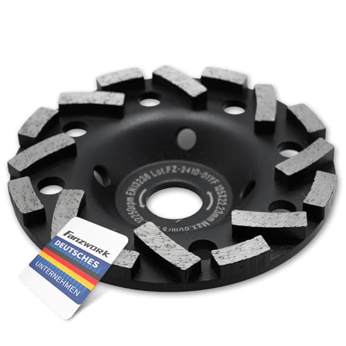 FANZTOOL Premium Diamant Schleiftopf Abrasiv 125 mm x 22,2 mm Schleifteller für abrasive Baustoffe, Estrich, Putz, Asphalt