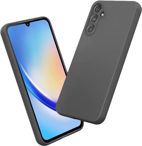 Image of DIZORO Microfiber Candy Case Compatible for Samsung A14 5G Smooth Touch Cushion Liquid Soft Silicone Gel Rubber Premium Mobile Accessories Non-Slip Full Body Protective Shockproof - New Dark Grey