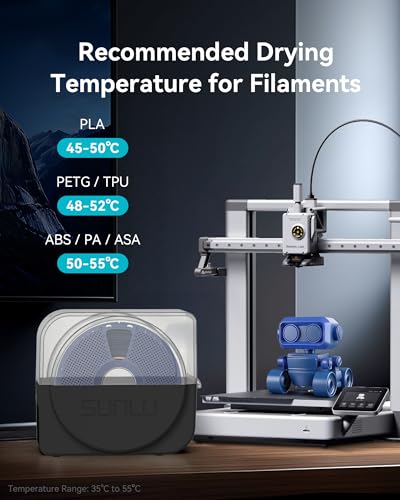 SUNLU Filament Dryer Box for 3D Printer Filament, S1 Plus Filament Dehydrator with Fan Design, Filament Storage can Keep 1.75 2.85 3.00mm PLA PETG ABS Filament Dry During 3D Printing (Black)