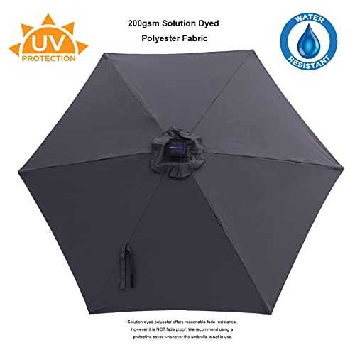 C-Hopetree 7.5 Ft Outdoor Patio Market Table Umbrella With Solar Led Lights And Tilt, Anthracite #TOP2