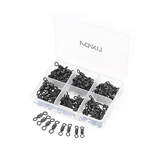HUIOP 150pc / lot 2# 3# 4# Swivels de pesca Rolling Swivel Connector Anéis sólidos Acessórios para p