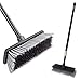 Floor Scrubbing Brush Stiff Bristles with 49.6 inches Telescopic Long Handle, Yard Brush Concrete Broom for Cleaning Garden, Patio Bathroom, Kitchen, Garage, Deck, Tile, Marble, Stone, Wood Floors