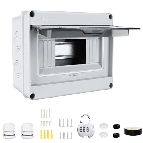 DEWIN Quadro Elettrico Esterno,Scatola Distribuzione Esterna Con 5 Moduli Scatola Di Distribuzione Impermeabile Esterna IP65 per Esterni, Giardini, Siti Industriali (8 Moduli)