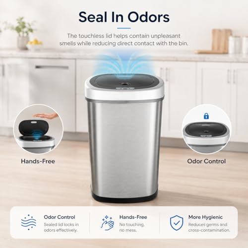 Bote de basura automático sensor 50L plateado miniatura 6