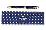 Kate Spade New York Black Ink Ballpoint Pen with Reusable Gift Box, Professional Office Pen for Women Accepts Standard Refills, Navy Larabee Dot