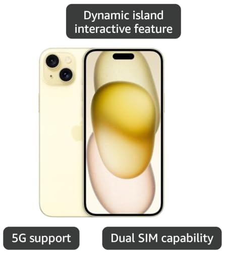 Image of Apple iPhone 15 Plus, 256GB, Yellow - TracFone (Renewed)