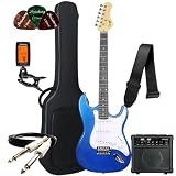 Kit Guitarra Elétrica Bravo Beg100 Strato Série Coldguitar + Acessórios + Amplificador Sheldon (MB - Metallic Blue)