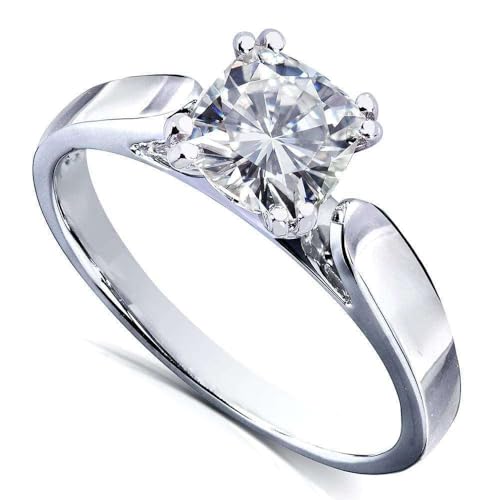 Kobelli Cushion-cut Moissanite Solitaire Engagement Ring 1 1/10 Carat 14k White Gold2