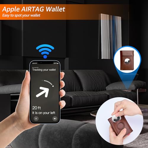 Smart Men Wallet Front Pocket Card Holder for Apple AirTag:RFID Blocking, Pop Up Aluminum Card Case, 10-14 Card Capacity, IDWindow, Cash Slot, Minimalist, Slim, Trifold, Magnetic Closure, Carbon Fiber4