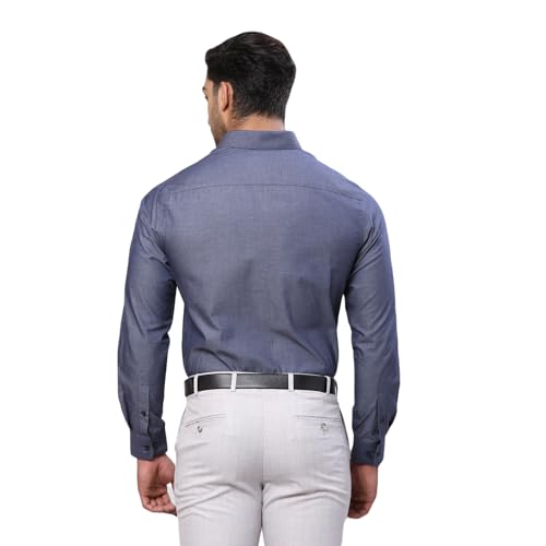 Image of Raymond Men Pure Cotton Slim Fit Solid Pattern Semi Cut Away Collar Formal Shirt