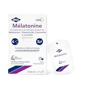 IBSA Pharma – FilmTec IBSA – Mélatonine 1mg – Sommeil, endormissement, jet-lag – Fond en Quelques Secondes, Sans Eau – 30 films – Complément alimentaire