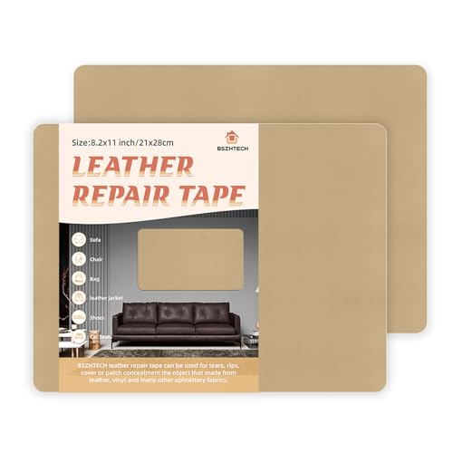 BSZHTECH Self Adhesive Leather Repair Patch Tape for Couch Sofa Dark Kahki