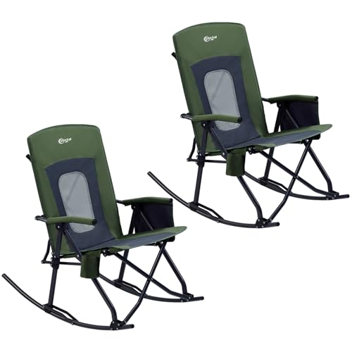 Portal Oversized Folding Rocking Camping Chair Portable 400 lbs Green