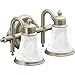 Moen YB9862BN Waterhill 2-Light Dual-Mount Bath Bathroom Vanity Light Fixture with Frosted Glass, Brushed Nickel