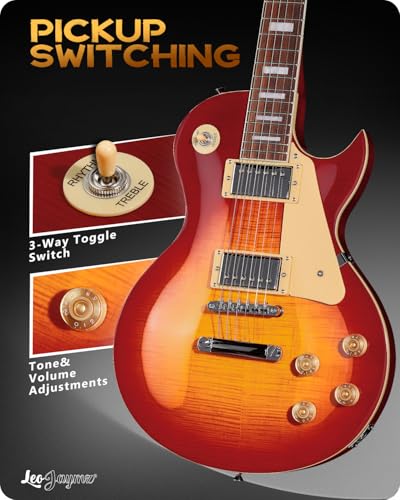 Image of Leo Jaymz SC Series Electric Guitar - Mahogany Body, Laurel Fingerboard, Dual Humbuckers, Tune-O-Matic Bridge, C Neck, 18:1 Tuners (Cherry Sunburst)