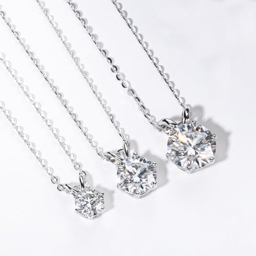 AnuClub 2.0-3.0 CT D Color Moissanite Pendant Necklace For Women D Color VVS1 Round Cut Four-Claw 925 Sterling Silver Necklace With Certificate2