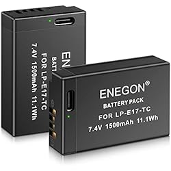 Batería Canon T6I ENEGON LP-E17 Tipo C Puerto de Carga Baterías para Canon Rebel SL2, T6i, T6s, T7i, EOS M3, M5, M6, EOS 200D, 250D, 77D, 750D, 760D, 800D, 8000D, Kiss X8i, RP Digital SLR Cámara